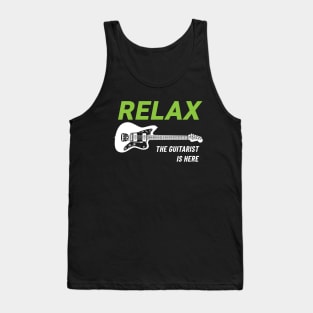 Relax The Guitarist Is Here Offset Style Electric Guitar Dark Theme Tank Top